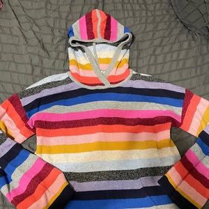 Gap merino wool hooded sweater w/ bell sleeves. Striped multi colored. XL tall